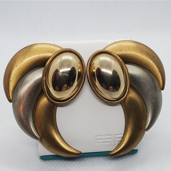 Vintage Retro Gold & Silver Earrings - Picture 1 of 2